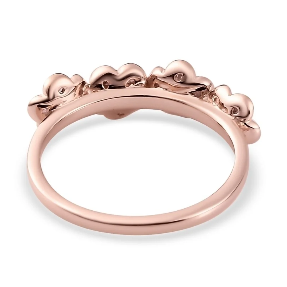 Pink Diamond Flower Ring Rose Gold Vermeil Sterling Silver